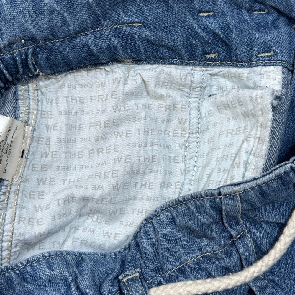 Free People We The Free Dakota Cinched Pull-On Wide-Leg Jeans Light Blue Size S - Picture 10 of 16